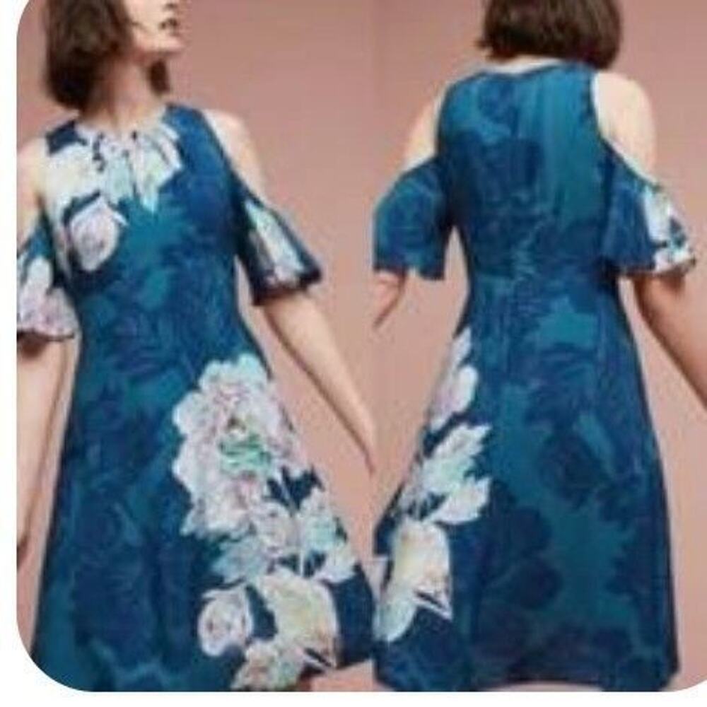 525 MAEVE TEAL FLORAL DRESS XS PIT TO PIT 16 WN